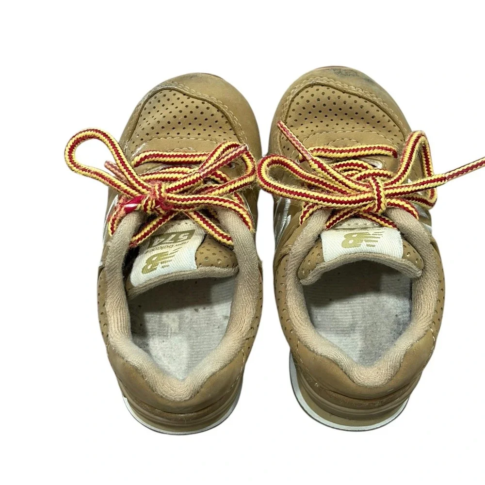 New Balance 574 Kids Toddlers Sneakers Tan Leather Low Top Shoes Size 5